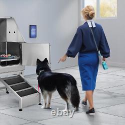 VEVOR 62 Baignoire de toilettage pour chien en acier inoxydable Station de lavage pour animaux avec rampe antidérapante