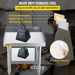 VEVOR Table de cuisine en acier inoxydable de 2424 pouces avec support de grill et étagère inférieure