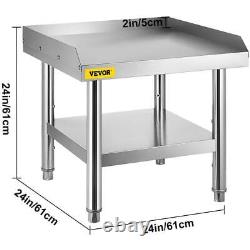 VEVOR Table de cuisine en acier inoxydable de 2424 pouces avec support de grill et étagère inférieure